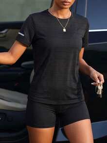 Women's Summer Quick-Dry Short Sleeve Top, - Black - View 6