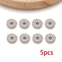 5pcs 18K Gold Plated Wavy Edge Sunflower Spacer Beads Disc Flower Metal Loose Beads Wheel For DIY Bracelet Necklace Jewelry Making - Multicolor - View 11
