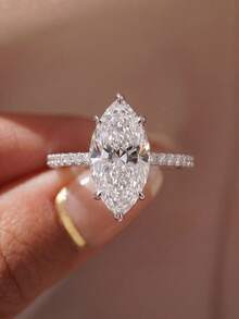 1 Carat Sparkling Oval Engagement Ring/Wedding Ring, Women's Promise Ring/Eternity Ring, Exquisite Jewelry Gift - Silver - View 2