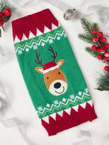 Christmas Dog Sweater, Santa Claus & Reindeer Knitted Pet Jumper, Warm Winter Xmas Clothes For Small Medium Dogs, Holiday Party Pet Outfit - Multicolor - View 20