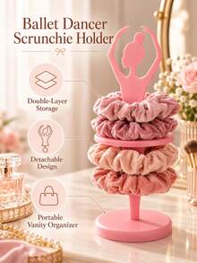 Ballerina Hair Scrunchie Storage Rack, Double-Layer Hair Tie Organizer, Detachable Portable Vanity Hair Accessory Holder - Multicolor - View 4