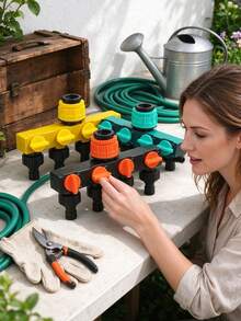 4-Way Garden Hose Splitter With 4 Independent Switches, Faucet Connector, Suitable For Outdoor Watering Systems, Leak-Proof Design, Applicable To Lawn, Garden And Car Wash Spray Systems, Randomly Shipped New And Old Models - Multicolor - View 6