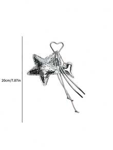 Women's Fashionable Personalized Coffee Star Knot Silver Bag Charm - Silver - View 8