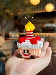 Cute Cartoon Birthday Cake Mini Building Blocks With Candle, DIY Assembly Bricks Set Desktop Ornament, Multiple Styles Creative Building Toy For Home Decor, Ideal Birthday Surprise Gift For Adults Teens - Multicolor - View 4