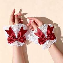 1 Pair Women's Lace Bow Arm Sleeves, Lace Arm Warmers, Multi-Color Bow Arm Sleeves For Gothic Lolita Outfit - Speaker Bow-b - View 2