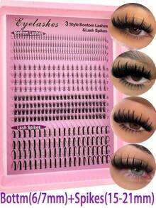Natural Lower Lashes And Spiky Lashes Pre-Made Lightweight Natural Extension Volumizing Fluffy Soft Individual False Eyelash Clusters For Women Makeup Accessories Suitable For Party Nightclub Wedding Daily Makeup Cosplay Halloween Christmas Popular Hot-Selling DIY Lashes Easy To Apply Reusable - View 1