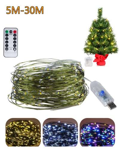 Lampu Hias LED Kawat Tembaga Hijau Bertenaga USB, Cocok untuk Tahun Baru, Pohon Natal, Pesta, Teras, Dekorasi Luar Ruangan, Dekorasi Kamar, Dekorasi Natal, Dekorasi Kamar Tidur, Dekorasi Rumah, Dekorasi Pesta, Liburan, Hadiah Natal, Dekorasi Pohon Natal Thanksgiving