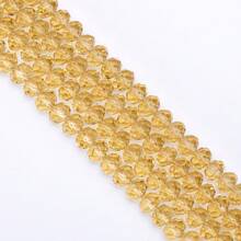 手工珠飾用扁圓玻璃珠 8mm/6mm/4mm (60/80/115顆) 可重複使用散珠 DIY 手作配件，亮面藍綠色 - 金香檳 - 查看 2