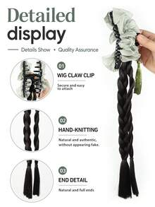 Hair Extension Ponytail, Ancient Style Twist Braid With Tassel, Mountain Green, Claw Clip Wig Braid For Cheongsam - Multicolor - View 2