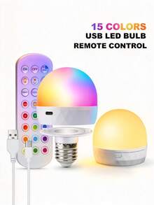 2pcs Rechargeable E27 LED Light Bulb, Magnetic RGB Color Changing Night Light With Remote Control, 15 Colors Dimmable Timing LED Lamp, 2 Installation Methods For Bedroom Closet Party Decor - 2 - View 3