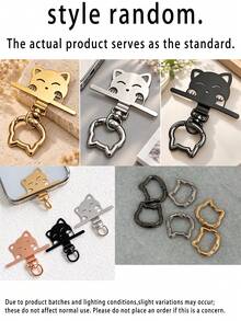 2pcs Set (1 Stainless Steel Clip + 1 Spring Ring) 360° Rotatable Cartoon Cat Stainless Steel Connector, With Metal Cat Head Spring Buckle, Hook, Finger Ring Buckle, For Connecting Phone And Lanyard, Phone Case Charging Port Insertable Fixed Bracket Metal Plate, Sturdy And Durable, Outdoor Anti-Drop Phone Lanyard Connector, Smartphone Accessory - Multicolor - View 11