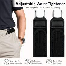 Reusable Waist Belt, Loose Jeans Belt Buckle, Seamless Tool-Free Denim Buckle, Portable Adjustable Hook And Loop Belt (With Metal Hook), Unisex Elastic Loose Style Belt, Suitable For Daily Commute - Multicolor - View 1