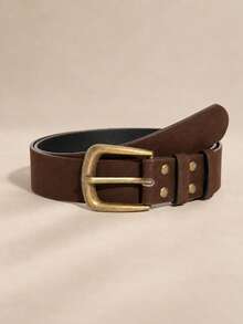 1pc Bohemian Style Brown Suede Metal Buckle Simple Fashion Versatile Decorative Belt, Suitable For Jeans, Skirts, Casual Wear, Daily Outfits - Gold-plated Eyelets, Brown Suede - View 17