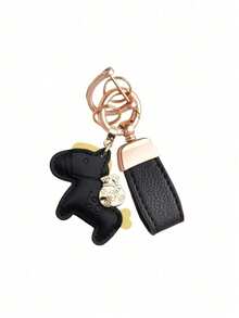 Creative Pony Leather Pendant Lucky Gold Ingot Horse Shaped Bag Accessory Gold Buckle Handbag Keychain - Multicolor - View 11