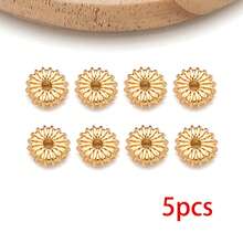 5pcs 18K Gold Plated Wavy Edge Sunflower Spacer Beads Disc Flower Metal Loose Beads Wheel For DIY Bracelet Necklace Jewelry Making - Multicolor - View 10