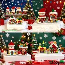 400pcs+6pcs Gift Box Edition Christmas Street Scene Series Micro Particle Building Block Toy Set, ABS Material, Creative DIY Handmade Assembly Toy, Stress Relief Healing Desktop Decoration, Adult Building Toy, Holiday Gift, Room Decor, Birthday Gift, Christmas Gift, Decoration, Commemorative, Holiday Gift Recommendation - Multicolor - View 6