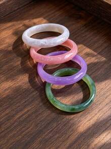 3pcs Elegant Vintage Resin Bracelets, Fashionable Minimalist Design, Suitable For Casual Wear, Women - Multicolor - View 1