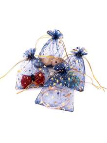20pcs Moon & Star Drawstring Organza Bags - Ideal For Jewelry, Party Favors - Multiple Colors Available, Suitable For Weddings, Valentine's Day And Christmas - Multicolor - View 6