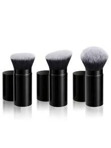 Retractable Face Brush, Retractable Foundation Brush With Cap, All-Aluminum Tube Foundation Brush, Blush Brush, Powder Brush, Multi-Function Makeup Brush, Ideal Choice For Women's Makeup - Black - View 1