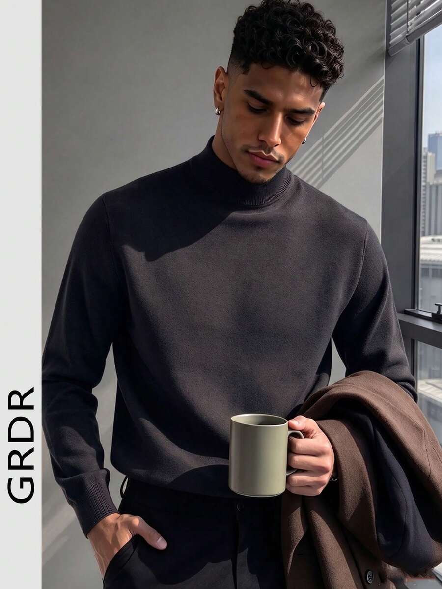 GRDR Men's Autumn/Winter Half Turtleneck Long Sleeve Knit Sweater, Fashion Inner Wear