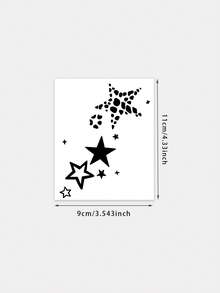 1pc Starry Splash Temporary Tattoo Sticker, Minimalist Hollow & Solid Star Pattern Fake Tattoo, Waterproof Body Art Sticker, Suitable For Neck, Collarbone, Chest - Black - View 6