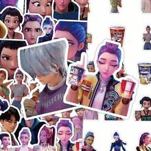 MONASHOP KPop Demon Hunters 1 Set/53 Pcs Girls Cartoon Anime Character Exquisite Stickers, Fun DIY Stickers In Transparent Box, Cultural Element Stickers, Stationery Supplies, Essential Classroom Supplies For School Season, Holiday Decoration Accessories, Halloween Gifts (Random Style) - Multicolor - View 3