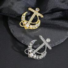Bros Berbentuk Jangkar Mewah dan Modis, Pin Pengikat Anti-Terbuka, Bros Pakaian Unisex, Aksesori Bros Gaya Bahari Elegan dan Modis - Bros berbentuk jangkar - View 1