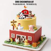7件套農場動物蛋糕裝飾，包含牛、雞、馬、豬、羊及農場生日裝飾。讓賓客沉浸在難忘的體驗中，農場動物生日裝飾、牛蛋糕裝飾、派對生日派對裝飾，這些迷人的設計旨在帶來歡樂並營造統一的穀倉場景，吸引派對上所有朋友的注意。 - 多色 - 查看 8