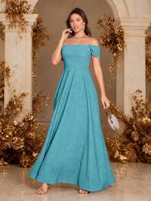 Strapless Long Formal Dress With A Slit Elegant Prom Evening Wedding Guest Gown, For Graduation, Dinner - Blue - View 1