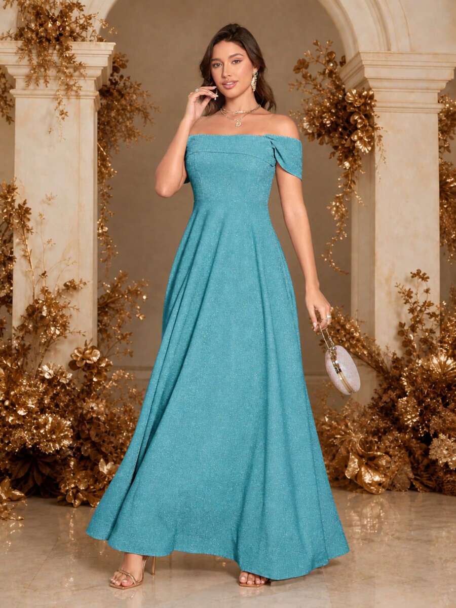 Strapless Long Formal Dress With A Slit Elegant Prom Evening Wedding Guest Gown, For Graduation, Dinner - Blue - View 1