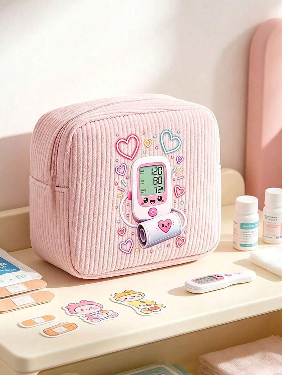 Fun Pattern Ins Style Mini Medical Bag, Sanitary Pads, Bandages, Medicine Storage & Makeup Organizer, Lightweight And Portable For Commute, Travel And Dormitory, Designed For Women Who Value Neatness And Aesthetics, Perfect For Back To School And Birthday Gift, Thoughtful Gift For Yourself Or Friends, Adds Fun And Order To Daily Outings - Multicolor - View 1