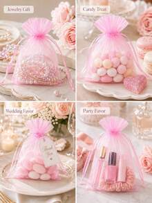 Gift Mesh Bag Jasmine Scented Sachet Gauze Organza Drawstring Anti-Insect Bag, Mesh Bag Handheld Drawstring Pouch Gift Drawstring Transparent Aromatherapy Flower & Herb Packaging Bag Cosmetic Storage Bag, Gift Bag, Candy Cosmetic Gift Jewelry Packaging Bag, Christmas Gift Bag - Multicolor - View 4