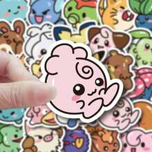 1set/53pcs Cute Chibi Stickers, Adorable Cartoon Characters. Perfect For Water Bottles, Laptops. Easy Peel, No Sticky Residue.(Stochastic Style) - Multicolor - View 7