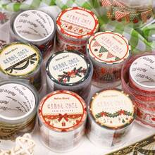 1pc Retro Story Christmas Series Washi Tape, Christmas Theme Bunting Collage DIY Background Decorative Stickers - Multicolor - View 5