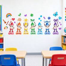 1 قطعة ملصقات جدارية للأطفال بتصميم عقدة الفراشة وألوان، ملصقات تعليمية لتعلم الألوان والطقس، ديكور كرتوني للفصل الدراسي والحضانة وغرفة اللعب وغرفة النوم - متعدد الألوان - مشاهدة 3