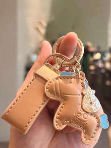 Creative Pony Leather Pendant Lucky Gold Ingot Horse Shaped Bag Accessory Gold Buckle Handbag Keychain - Multicolor - View 7