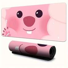 Cute Cartoon Pink Beaver Gaming Mouse Pad, 1pc - With Non-Slip Rubber Base, Easy To Clean, Perfect For Office, School, Home Decor, Desk Mat, Ideal Gift For Fans And Friends - View 4