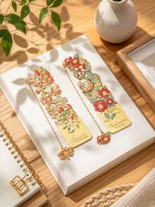Personalized Birth Flower Butterfly Gold Metal Bookmark With Decorative Chain, Custom Engraved Bookmark, Birthday Gift For Book Lovers - Multicolor - View 6