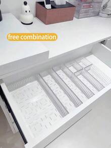 7/6/1pc Drawer Storage Box, Cosmetics And Skincare Storage Box, Transparent Multi-Size Combination Toner And Sample Storage Box, Perfect For Organizing Cosmetics, Bathroom Cabinets, Office Supplies, Kitchen Utensils, Also Suitable As Christmas Gifts, Home Decor, Women's Storage And Organization - Multicolor - View 11