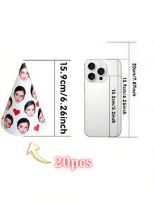 1/5/10/20件客製化臉部圓錐派對帽，個性化照片紙生日帽附愛心印花，3種尺寸，趣味派對裝飾，適用於生日、單身女郎派對、週年紀念，20-70歲生日裝飾，中性客製化照片帽，個性化寵物臉部帽 - 多色2 - 查看 24