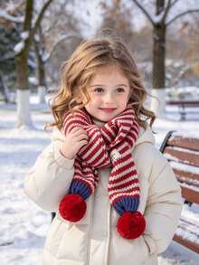 Children's Knitted Scarf, Provides Warmth And Comfort In Winter. Made Of Soft Knitted Fabric, Perfect For Outdoor Use In Snowy Environments. - Multicolor - View 2
