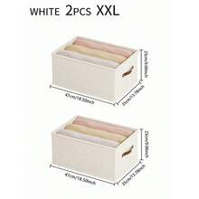1/2pcs Beige Fabric Collapsible Undergarment Storage Box, Oxfod Cloth Drawer Style Clothes Organizer Box, Household Clothing Shelves Storage For Jeans, Sweaters, Space Saving - Beige - View 14