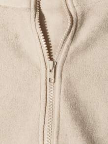 Women's Autumn/Winter Fleece Collar Short Jacket With Zipper And Drawstring Sports Fall - Khaki - View 8