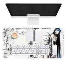 Thảm bàn phím chuột da PU phong cách Gothic Dark Anime Girl, tấm lót chuột lớn chống nước chống trượt, họa tiết phác thảo chữ thập vintage, tấm bảo vệ bàn làm việc phong cách manga Nhật Bản thẩm mỹ cho gaming, học tập và trang trí bàn làm việc - Xem 7