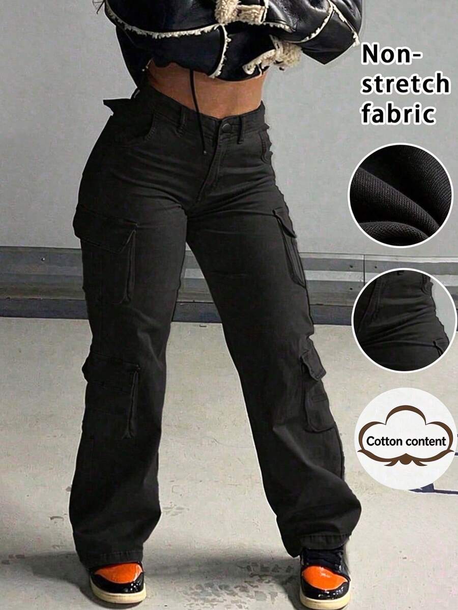 Plus Size Women's Boyfriend Style Straight Leg Denim Jeans Casual Vacation Spring Black Fall