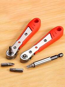 Ratchet Screwdriver Handle For Narrow Spaces, Front And Back, Bent Handle Wrench, Right Angle Bend, Screwdriver, Steel Material, Red, Requires Assembly, Non-Electric, No Battery Needed, Suitable For Industrial And Scientific Use - Multi-color - View 10