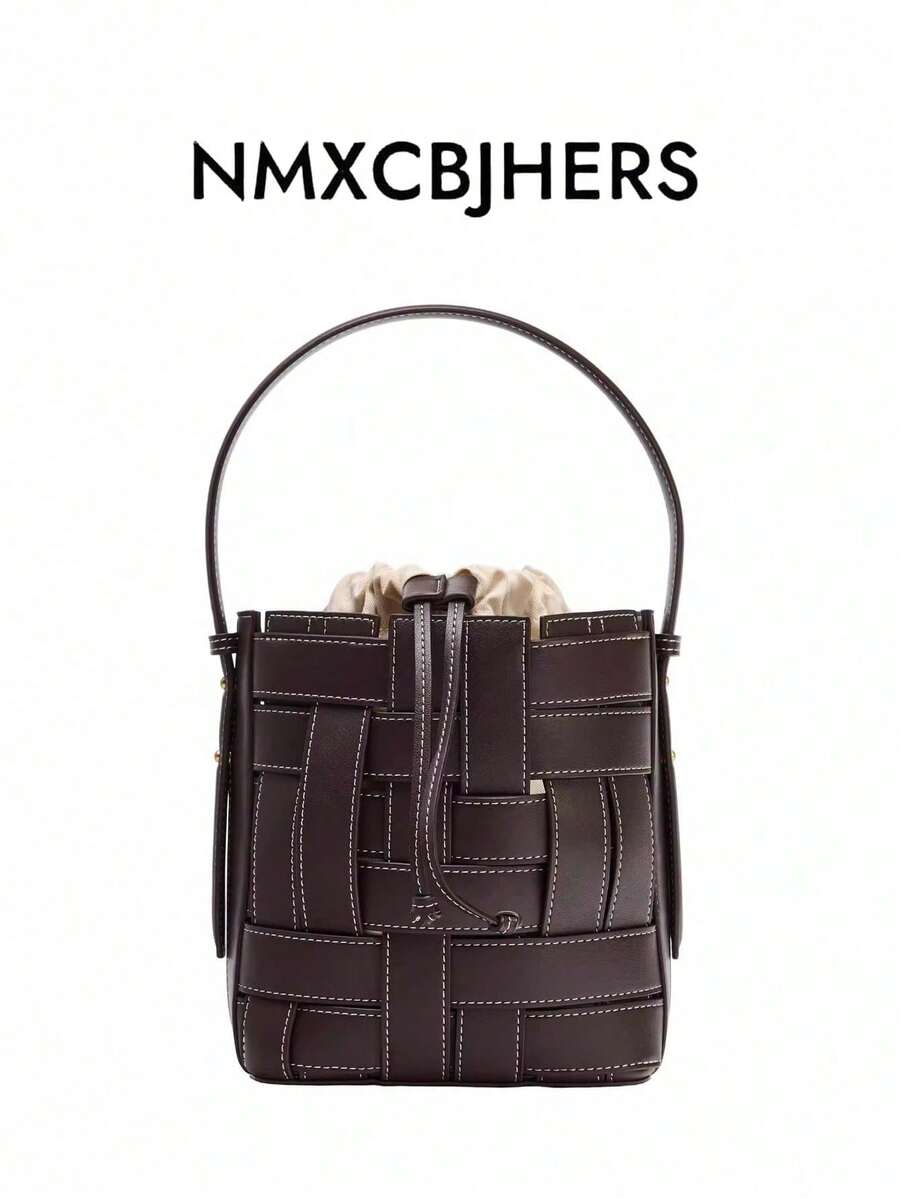 Bolso de cubo de mujer con cordón tejido, bolso de hombro cruzado - Nuevos Lanzamientos de Verano 2026 - Café - Ver 1