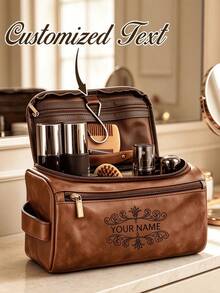 Custom Unisex Toiletry Bag - Large Capacity, Hanging, Durable And Wear-Resistant; Equipped With Zipper Closure, Top Handle And Multi-Layer Storage Compartments; Foldable, Lightweight, Casual Style, Suitable For Travel And Business Trips. - Multicolor - View 8