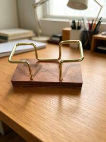 Card Holder Business Office Memo Box Metal Card Clip Premium Front Desk Solid Wood Business Card Holder - Desktop Note Storage Box - View 8