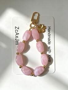 Acrylic Asymmetrical Beaded Keychain Vintage Style Bag Charm Premium Bag Accessory Car Keyring - Multicolor - View 7
